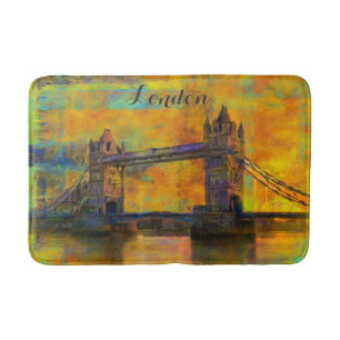 London England Tower Bridge Colorful Abstract Badmat