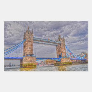 London, England Tower Bridge & Thames River Rechthoekige Sticker