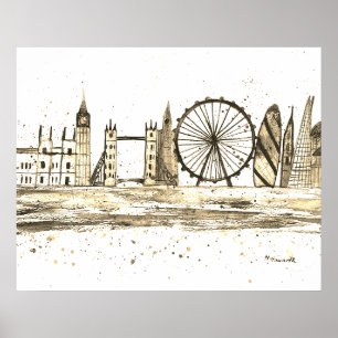 London England Travel Destination Skyline  Poster