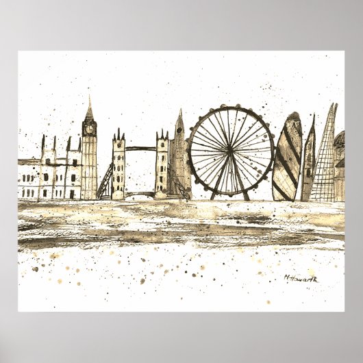 London England Travel Destination Skyline Poster (Voorkant)