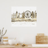 London England Travel Destination Skyline Poster (Keuken)