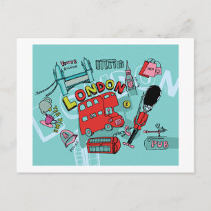London ~ England United Kingdom Travel Art Briefkaart