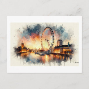 London Eye bij zonsondergang, Briefkaart