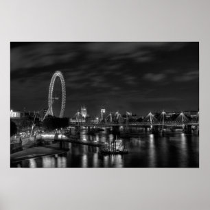 London Eye in Black en White Poster