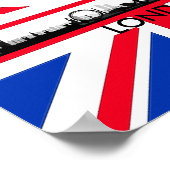 London Eye Silhouette Kroon Union Jack Vlag Poster (Hoek)