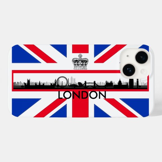 London Eye Skyline Union Jack Flag Case-Mate iPhone Case (Achterkant (horizontaal))