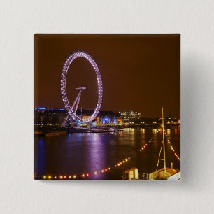 London Eye, Theems en lichten van Vierkante Button 5,1 Cm