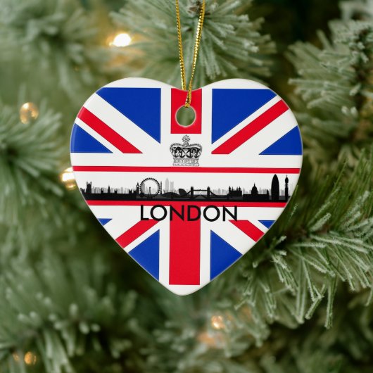 London Eye Union Jack-vlag Kerstornament Keramisch Ornament (Boom)