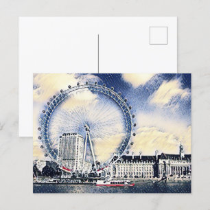 London Eye Waterverf art Briefkaart