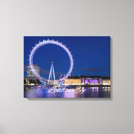 London Eye Wheel bij nacht met lichtcanvas Art Canvas Afdruk