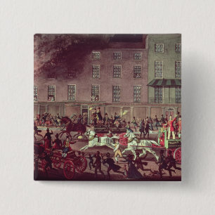London Fire Engines, gegraveerd door R.G. Reader Vierkante Button 5,1 Cm