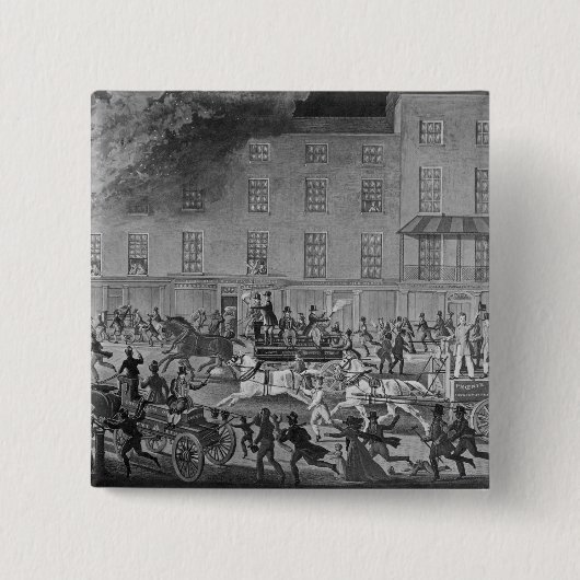 London Fire Engines Vierkante Button 5,1 Cm (Voorkant)