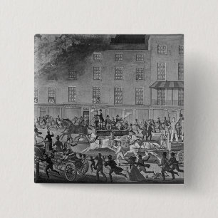 London Fire Engines Vierkante Button 5,1 Cm