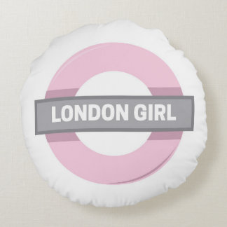 London Girl Underground Tube Sign Rond Kussen