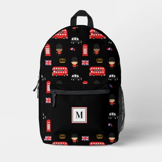 London Guards Bus Naam Monogram Brits Engeland Bedrukte Rugzak (Voorkant)