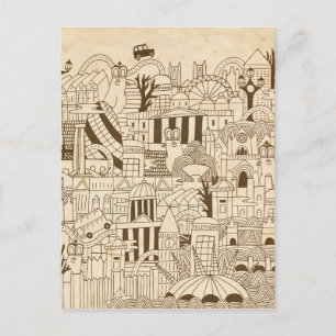 London Hand Drawn op Old Paper Briefkaart