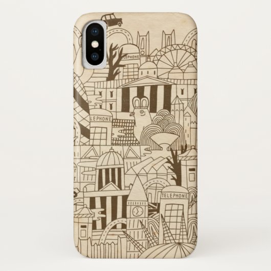 London Hand Drawn op Old Paper Case-Mate iPhone Case (Achterkant)