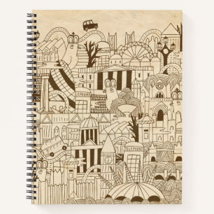 London Hand Drawn op Old Paper Notitieboek