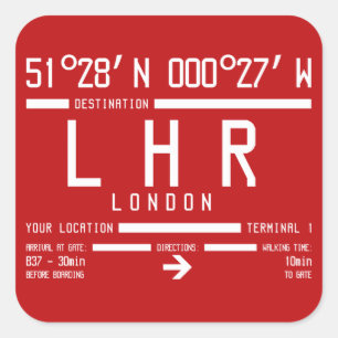 London Heathrow LHR IATA International Airport Vierkante Sticker