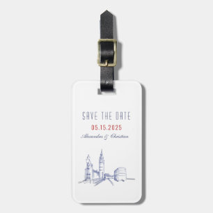 London Huwelijk Save The Date Bagagelabel