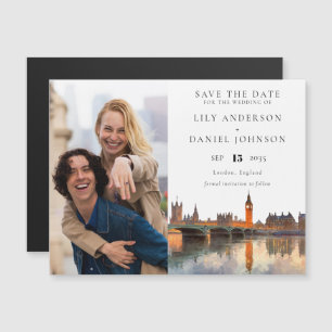 London Huwelijksfoto Save The Date Magnetische Uitnodiging
