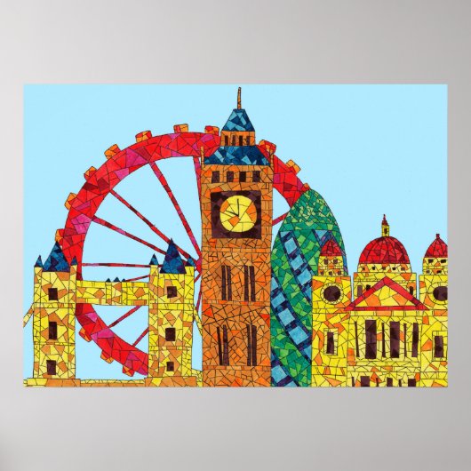 London Icon Building Mozaic Poster (Voorkant)