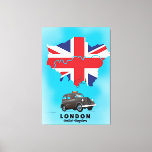 London Illustrated kaart reisposter Canvas Afdruk