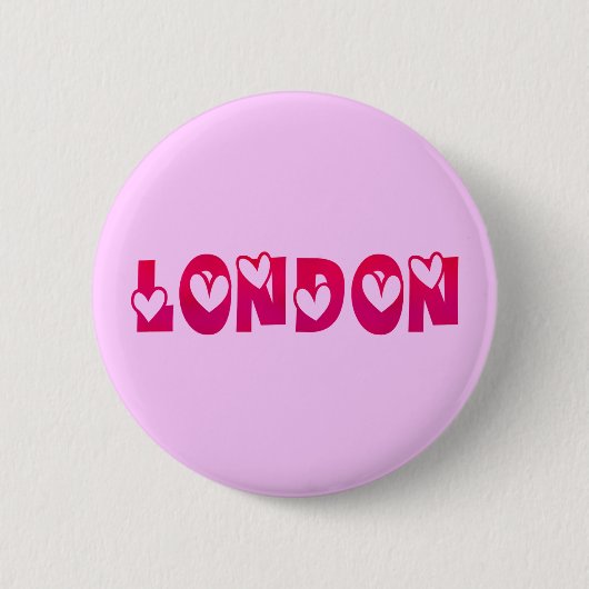 London in Hearts Ronde Button 5,7 Cm (Voorkant)