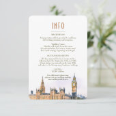 London Insert INFO Details England Wedding Kaart (Staand voorkant)