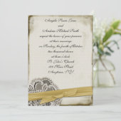 London  Lace Gold Invitation Kaart (Staand voorkant)