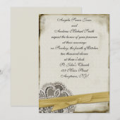 London  Lace Gold Invitation Kaart (Voorkant / Achterkant)