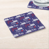 London Landmarks Pattern Vierkante Kartonnen Onderzetter (Schuin)