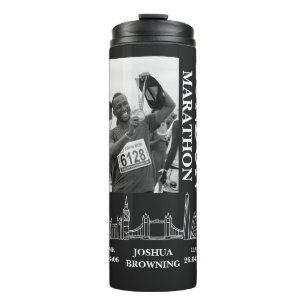 London Marathon Gepersonaliseerde Medaille Foto Thermosbeker