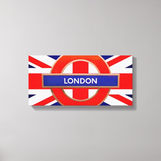 London Metro Sign Red Stretched Canvas Print (Voorkant)