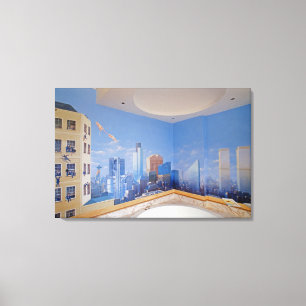 London New York Crash Canvas Afdruk