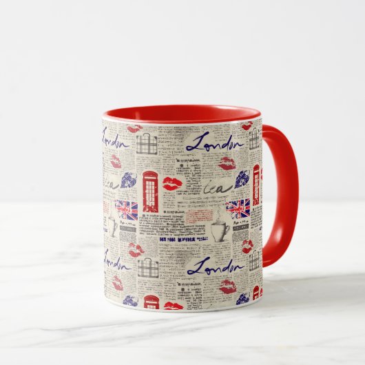 London Newspaper Pattern Mok (Voorkant rechts)