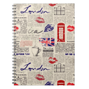 London Newspaper Pattern Notitieboek