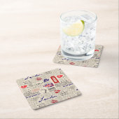 London Newspaper Pattern Vierkante Kartonnen Onderzetter (Insitu)