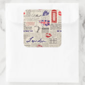 London Newspaper Pattern Vierkante Sticker (Tas)