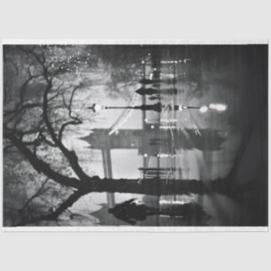 London Night Shot Street Black White Decoupage Tissuepapier