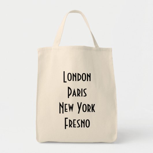 London Paris New York Fresno Tote Bag (Voorkant)