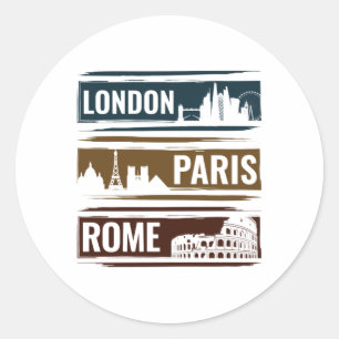 London Paris Rome Ronde Sticker