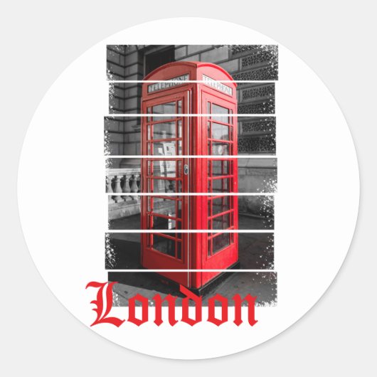 London Phone Box  Souvenir Ronde Sticker (Voorkant)