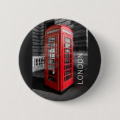 London Phone Box UK Retro Telefoon Ronde Button 5,7 Cm (Voorkant)