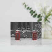 London Phoneboxes in de sneeuw Briefkaart (Staand voorkant)