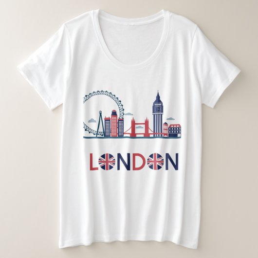 London Plus Size Grote Maat T-shirt (Design voorkant)