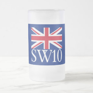 London Postcode SW10 met Union Jack Matglas Bierpul