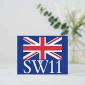 London Postcode SW11 met Union Jack Briefkaart (Staand voorkant)