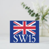 London Postcode SW15 met Union Jack Briefkaart (Staand voorkant)