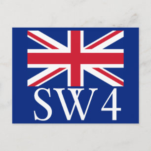London Postcode SW4 met Union Jack Briefkaart